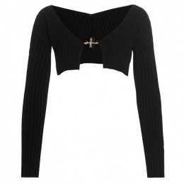 ◆당일◆24FW 골드 로고 골지 마이크로 가디건 블랙 213KN108 2190 990