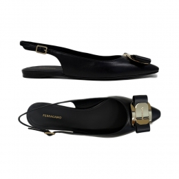 26SS 젤미 ZELMY 바라 버클 플랫 슬링백 뮬 블랙 0790605