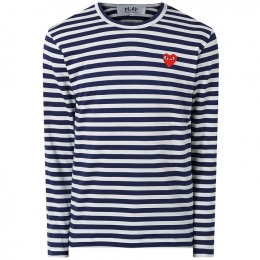 ◆당일◆25FW 레드 하트 와펜 스트라이프 티셔츠 네이비 AX-T010-051-1