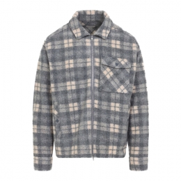 ◆당일◆25FW 로고 패치 플란넬 체크 울 자켓 그레이 2F000 19 89B55 F09