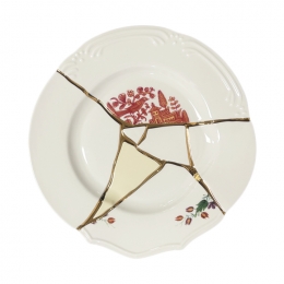 ◆당일◆킨츠기 KINTSUGI 크랙 디너 플레이트 01 27.5CM 화이트/골드 09611