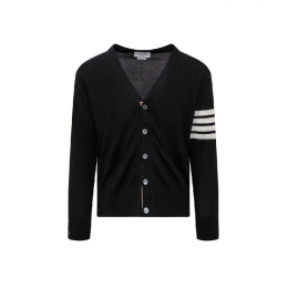 ◆당일◆26SS 사선 완장 클래식 메리노 울 가디건 블랙 MKC002A Y1014 001