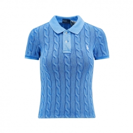 ◆당일◆25FW 포니 자수 케이블 클래식 카라 니트 블루 211943010 003