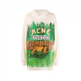 ◆15주년◆자이언트 레비 프린트 후드티 그린/에쿠르 AI0105 BWA