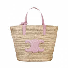 ◆당일◆25FW 클래식 파니에르 라피아 토트백 블리치핑크 115802 FF7 25BD