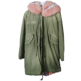 ◆12주년◆핑크 폭스퍼 롱 야상 자켓 카키 PK339S C59 C8093