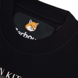 ◆당일◆23FW 바버 X 메종키츠네 폭스 기모 맨투맨 블랙 MOL0559 BK31