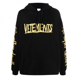 ◆14주년◆골드 백 로고 프린팅 후드티 블랙 UE52TR470G BLACK/GOLD