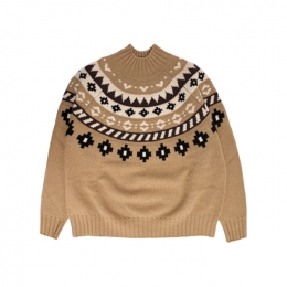 ◆당일◆25FW 하르디 HARDY 울 자카드 퍼넬넥 니트 카멜 2525366312 002