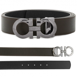 ◆당일◆25FW 실버 더블 간치니 양면 벨트 브라운/블랙 67-5542 0689112