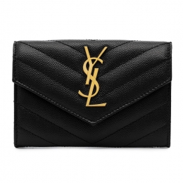 ◆당일◆25FW 금장 모노그램 플랩 카드지갑 블랙 414404 BOW01 1000