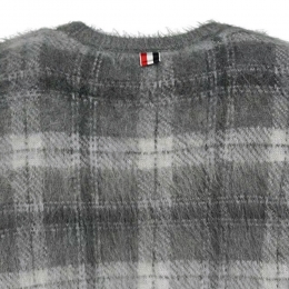 ◆당일◆24FW 사선완장 체크 패턴 모헤어 릴렉스핏 니트 메드그레이 MKA487F Y8004 035