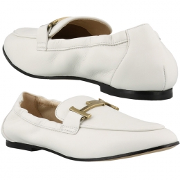 ◆당일◆25FW 여성 금장 더블 T 로퍼 화이트 XXW79A0DE70 MID B001