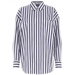 ◆당일◆스트라이프 오버핏 셔츠 화이트/네이비 723033 V2L30 9066