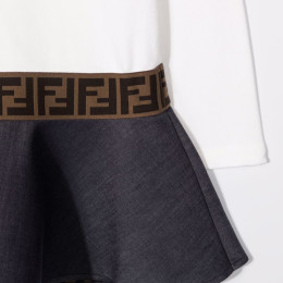 ◆키즈◆21FW 키즈 자수 로고 코튼 드레스 화이트 JFB473 AEZQ F0ZNM