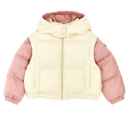 ◆키즈◆23FW 키즈 VANYA 로고 패치 후드 패딩자켓 아이보리/핑크 1A000 04 595FE 038
