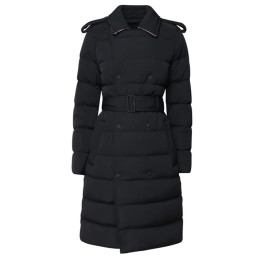 ◆당일◆24FW 로고 패치 더블 브레스트 벨티드 롱 패딩자켓 블랙 8097869