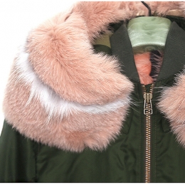 ◆12주년◆핑크 폭스퍼 숏 야상 자켓 카키 172BB054 C3583