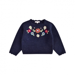 ◆키즈◆키즈 리리아누 플로럴 니트 마린 25F_J0160 MARIN