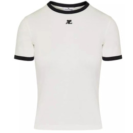 ◆당일◆24SS 로고 자수 콘트라스트 티셔츠 화이트 PERJTS017JS0070 0098