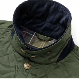 ◆당일◆23FW 바버 X 메종키츠네 케닝 KENNING 퀄팅 자켓 카키 MQU1735 GN73