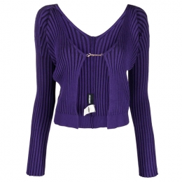 ◆당일◆24FW 라 마이유 프랄루 골드 로고 골지 가디건 퍼플 223KN500 2190 650