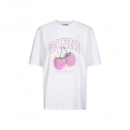 26SS 라즈베리 프린트 티셔츠 브라이트화이트 A1050140 151