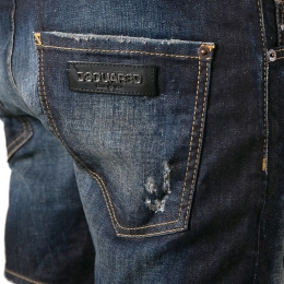 ◆14주년◆더티녹워싱 메탈로고 가죽패치 데님 반바지 S74MU0334 470