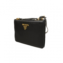 26SS 사피아노 금장로고 더블 지퍼 크로스백 블랙 1BH046 ZMY F0002