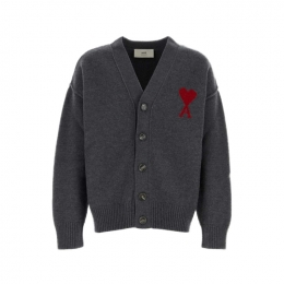 ◆당일◆25FW 하트 로고 울 가디건 다크그레이/레드 UKC367 018 084