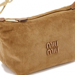 26SS 로고 자수 코듀로이 파우치 숄더백 시나몬/그린 5NE841 2IG4 F05AJ