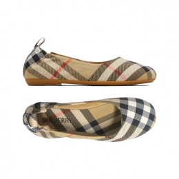 ◆키즈◆키즈 체크 발레리나 플랫 슈즈 샌드 8112248