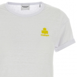 ◆당일◆26SS 콜디아 KOLDIA 로고 린넨 티셔츠 화이트/옐로우 TS0315FA A1N09E WHYW