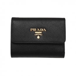 ◆당일◆26SS 사피아노 금장 로고 코인 반지갑 블랙 1MH025 QWA F0002