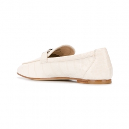 ◆당일◆25FW 여성 더블T 모카시노 크로커다일 텍스처 로퍼 화이트 XXW79A0X010 WES C016