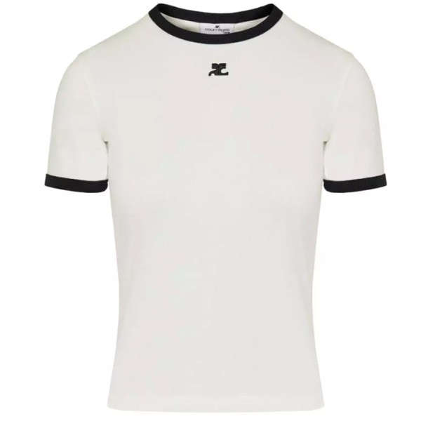 ◆당일◆24SS 로고 자수 콘트라스트 티셔츠 화이트 PERJTS017JS0070 0098