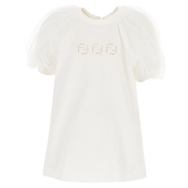 ◆키즈◆23SS 여성 로고 러플 티셔츠 화이트 JFI231 AEY6 F0ZNM