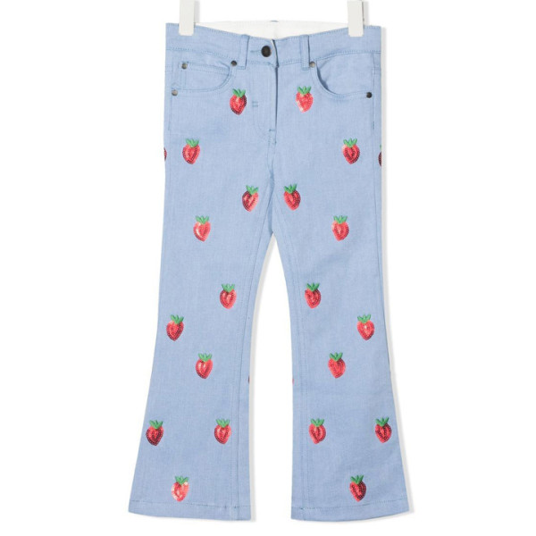 ◆키즈◆22SS 여성 스트로베리 패턴 데님 팬츠 8Q6BR0 Z0153 606RO