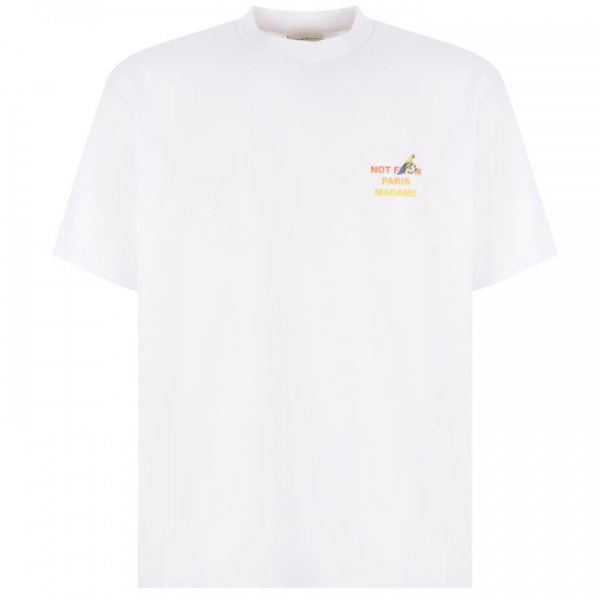 ◆당일◆23SS 패럿 슬로건 프린트 티셔츠 화이트 TS110 CREAM