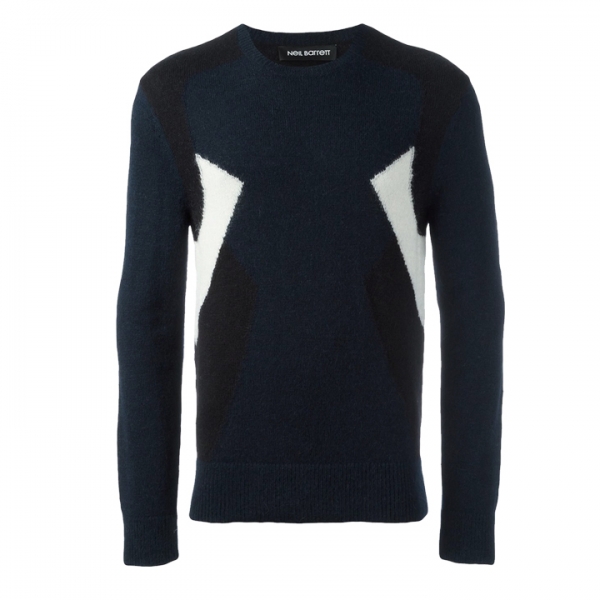 ◆11주년◆지오메트릭 블럭 니트 네이비 BMA538V B618C 1461