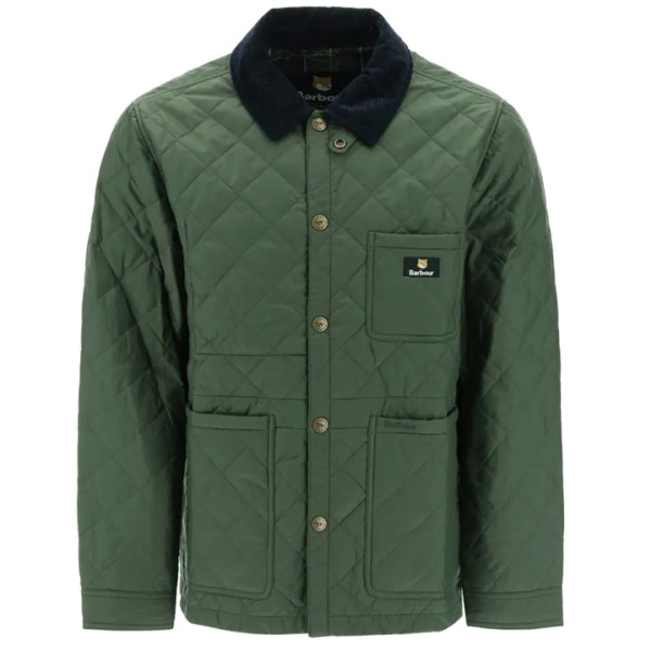 ◆당일◆23FW 바버 X 메종키츠네 케닝 KENNING 퀄팅 자켓 카키 MQU1735 GN73