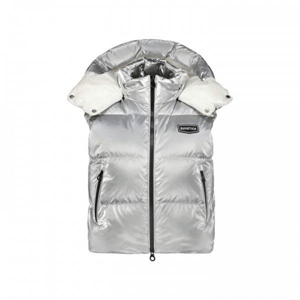◆당일◆EPIPOLI SILVER 로고 패치 후드 패딩 조끼 실버 VDDV25235K0001 SIL