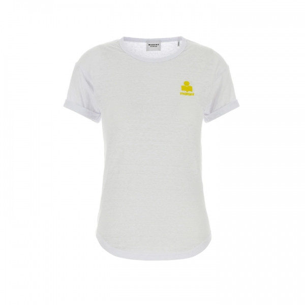◆당일◆26SS 콜디아 KOLDIA 로고 린넨 티셔츠 화이트/옐로우 TS0315FA A1N09E WHYW