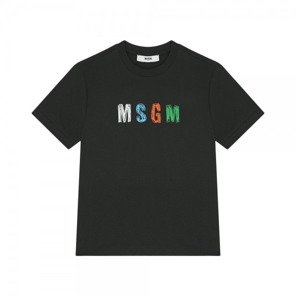 키즈 드로잉 로고 반팔 티셔츠 워시드블랙 S6MSJBTH232 MS040