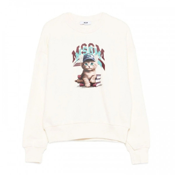 ◆키즈◆25FW 키즈 캣 로고 맨투맨 아이보리 F5MSJGSW125 013