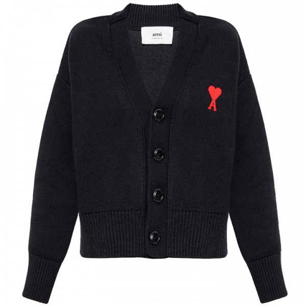 ◆당일◆24FW 하트 로고 브이넥 가디건 블랙 UKC008 016 009