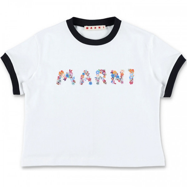 ◆키즈◆25SS 키즈 플로럴 프린트 로고 티셔츠 화이트 M01428 M00HZ 0M100