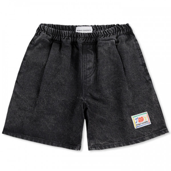 ◆키즈◆25SS 키즈 로고 패치 데님 버뮤다 숏팬츠 블랙 B125AC058 061