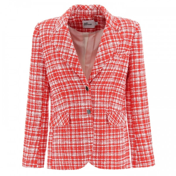 ◆당일◆22SS 체크 패턴 부클레 블레이저 레드 SS22 089R RED