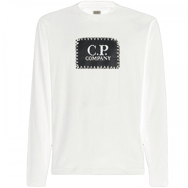 ◆당일◆25SS 로고 라벨 프린팅 롱 슬리브 티셔츠 화이트 18CMTS137A 005100W 103
